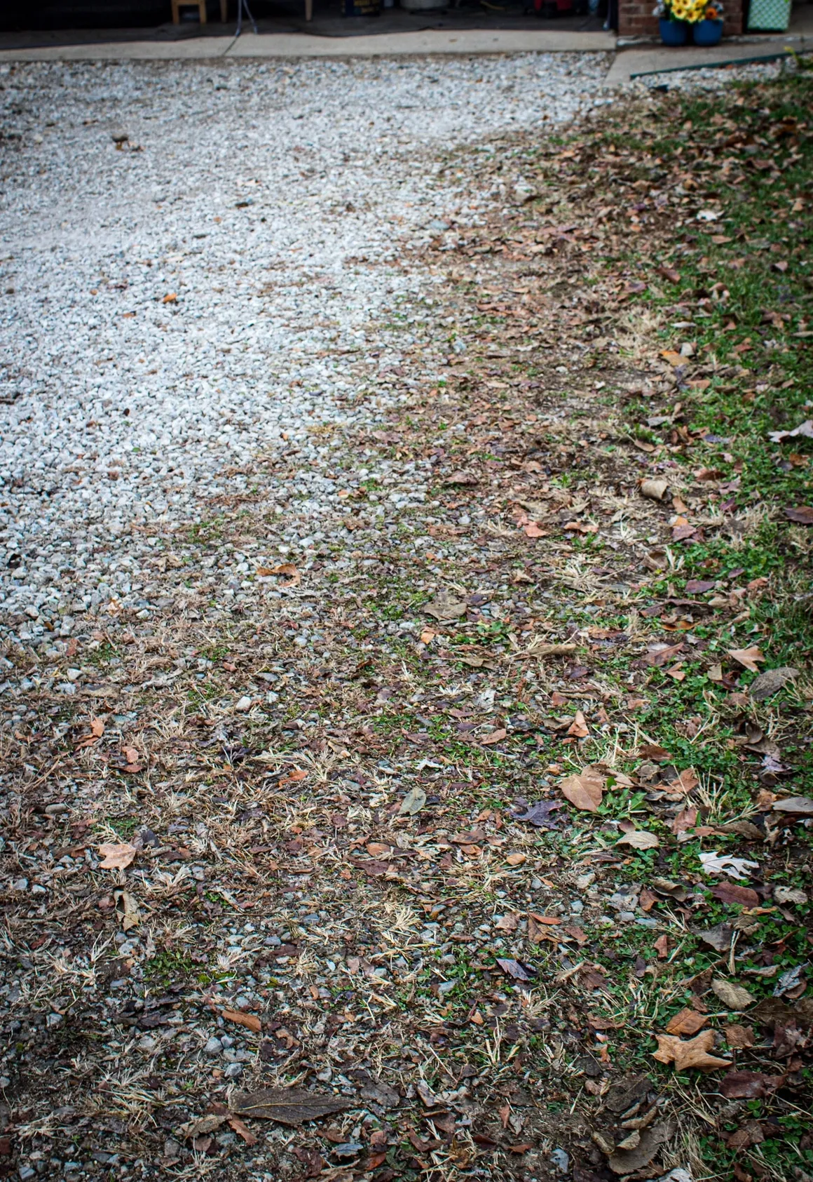 Finished gravel driveway with a clean edge in Fountaintown, Indiana